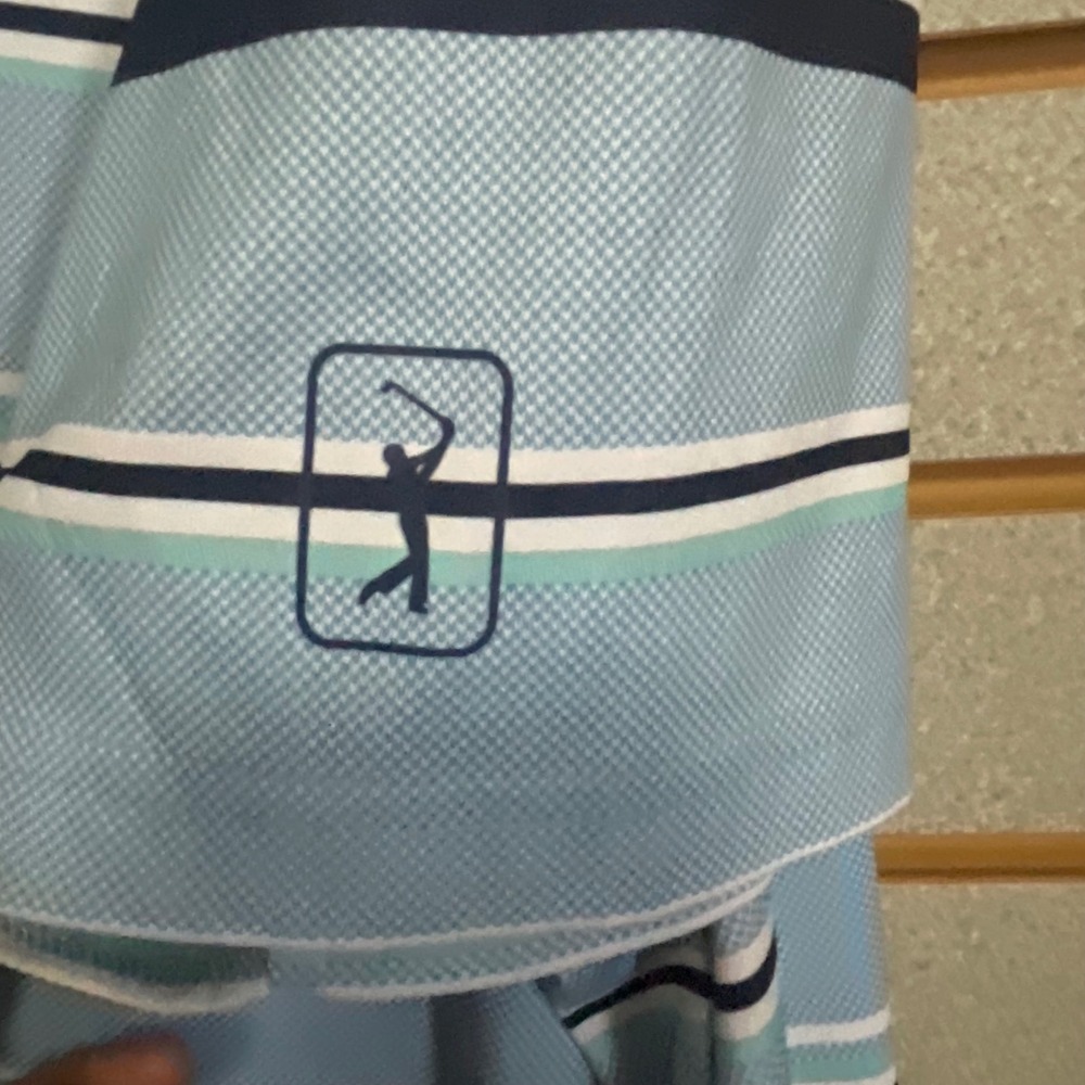 PGA Tour Pro Series Mens XXL Polo Shirt Blue Striped Athletic Fit Short Sleeve - Picture 2 of 5
